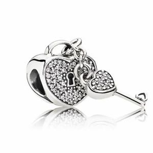 NWOT Pave Padlock Heart & Key Charm Sterling Silver 925